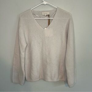 NWT Bianco & Blu Womens Alpaca Wool Blend Sweater V Neck Gray Sz S Italy Luxury